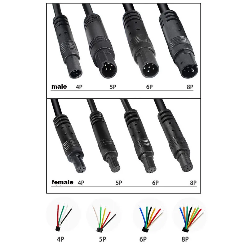 0.5m 1m 2m 8 pin core Male to Female Cord Car Rear View vehicle DVR Camera Reverse connector extend Cable cord HD Monitor Wire - imagen 5