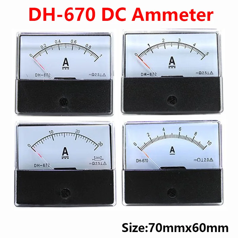 Anlog amperímetro DH-670 DC amperímetro medidor de corriente Panel amperímetro probador de corriente dc amperímetro DC1A2A3A5A1015A2030A50A100A - imagen 2