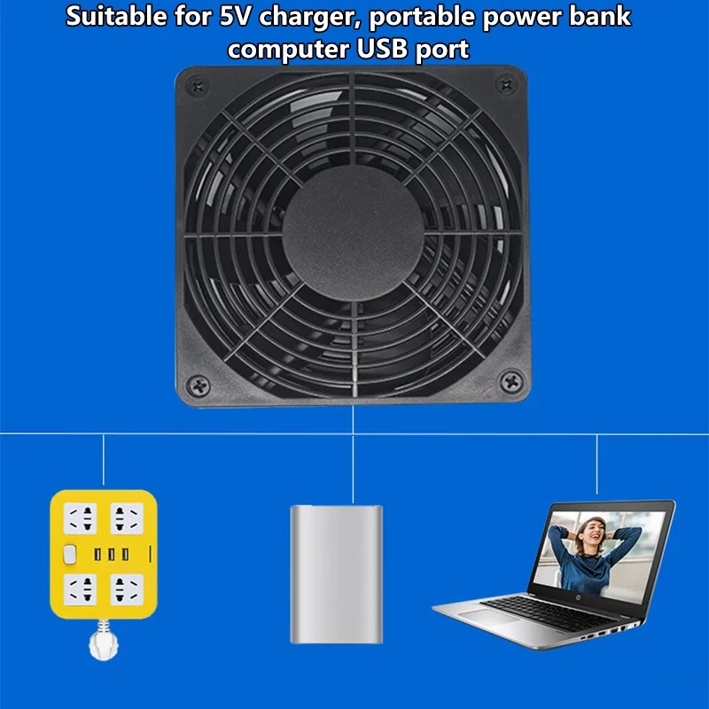 120mm x 25mm USB Silent Cooling Fans, ideal for DVRs, electronics, Xbox, dual-fan, high airflow for effective cooling - imagen 2