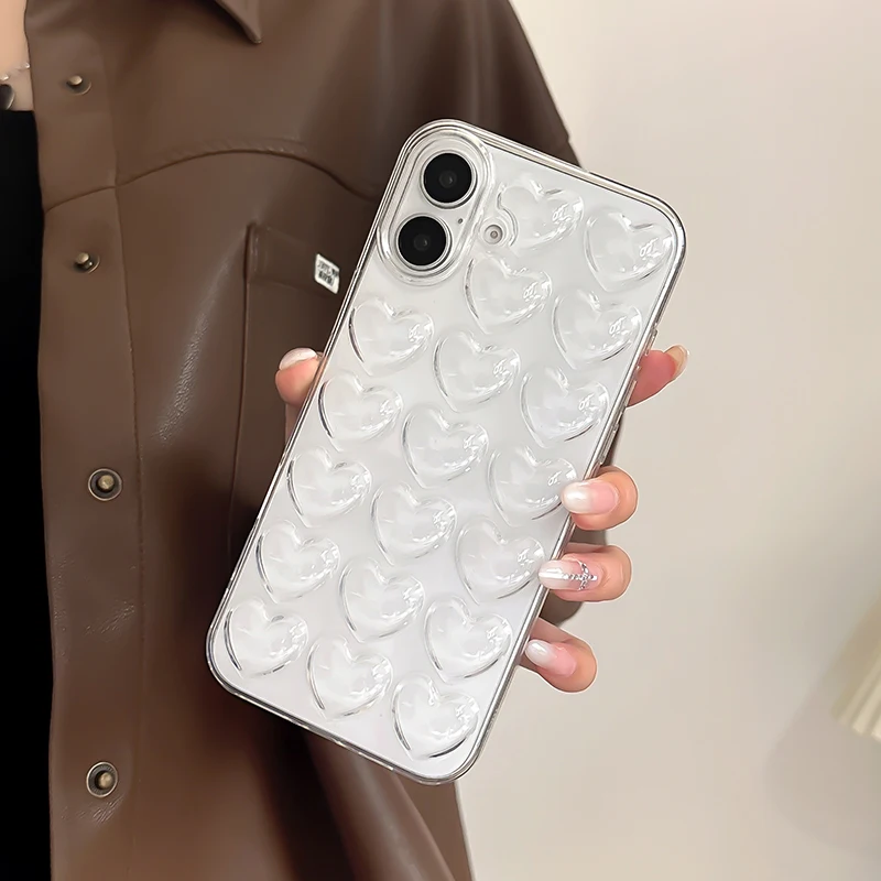 Funda de silicona suave con forma de corazón de amor transparente para iPhone 17 Air 16 15 14 13 12 11 Pro Max 16 Plus - imagen 3