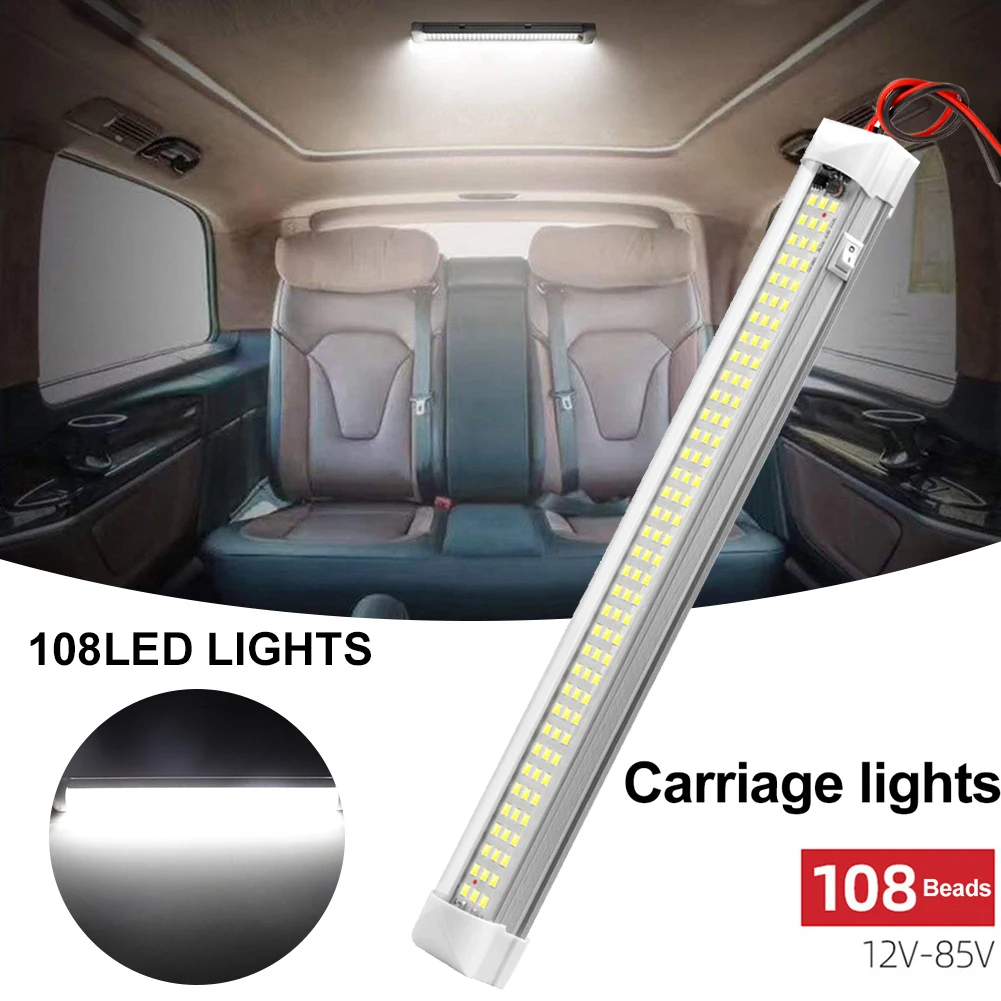 Barra de luz LED autoadhesiva para techo de camión, lámpara de emergencia para reparación de coche, caravana, barco, 12V-85V, 108LED - imagen 2