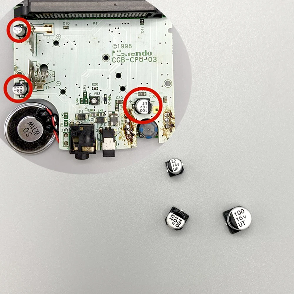 50 juegos de condensador de placa base para GBA GBC GBP GBA SP capacidad eléctrica sólida para Gameboy COLOR GBC GBA GBP reemplazo - imagen 5
