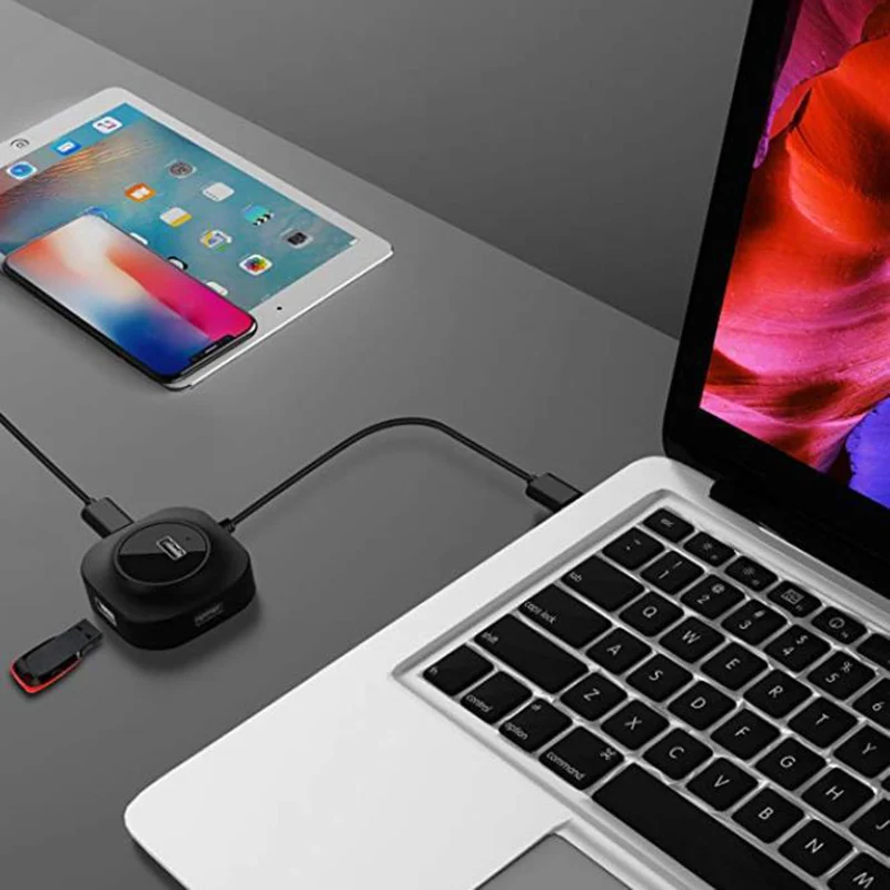 USB 3,0 2,0 HUB 4 puertos USB Cable divisor USB lector de tarjetas de disco teclado extensor de ratón portátil PC teléfono tableta base de carga - imagen 2