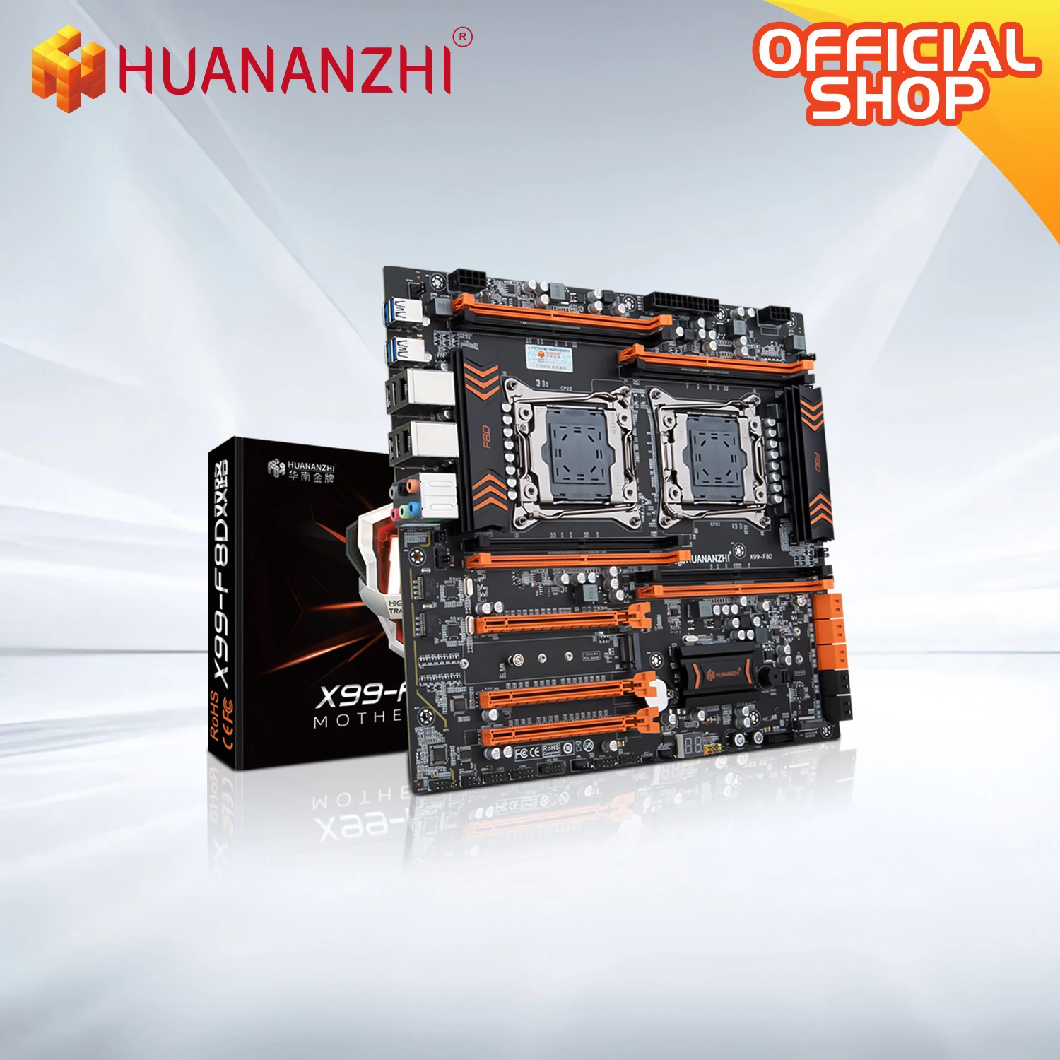 HUANANZHI-placa base X99 F8D LGA 2011-3 XEON X99, compatible con Intel Dual CPU E5 2640 2666 2670 2696 2678 V3V4 DDR4 RECC NVME NGFF RU - imagen 2