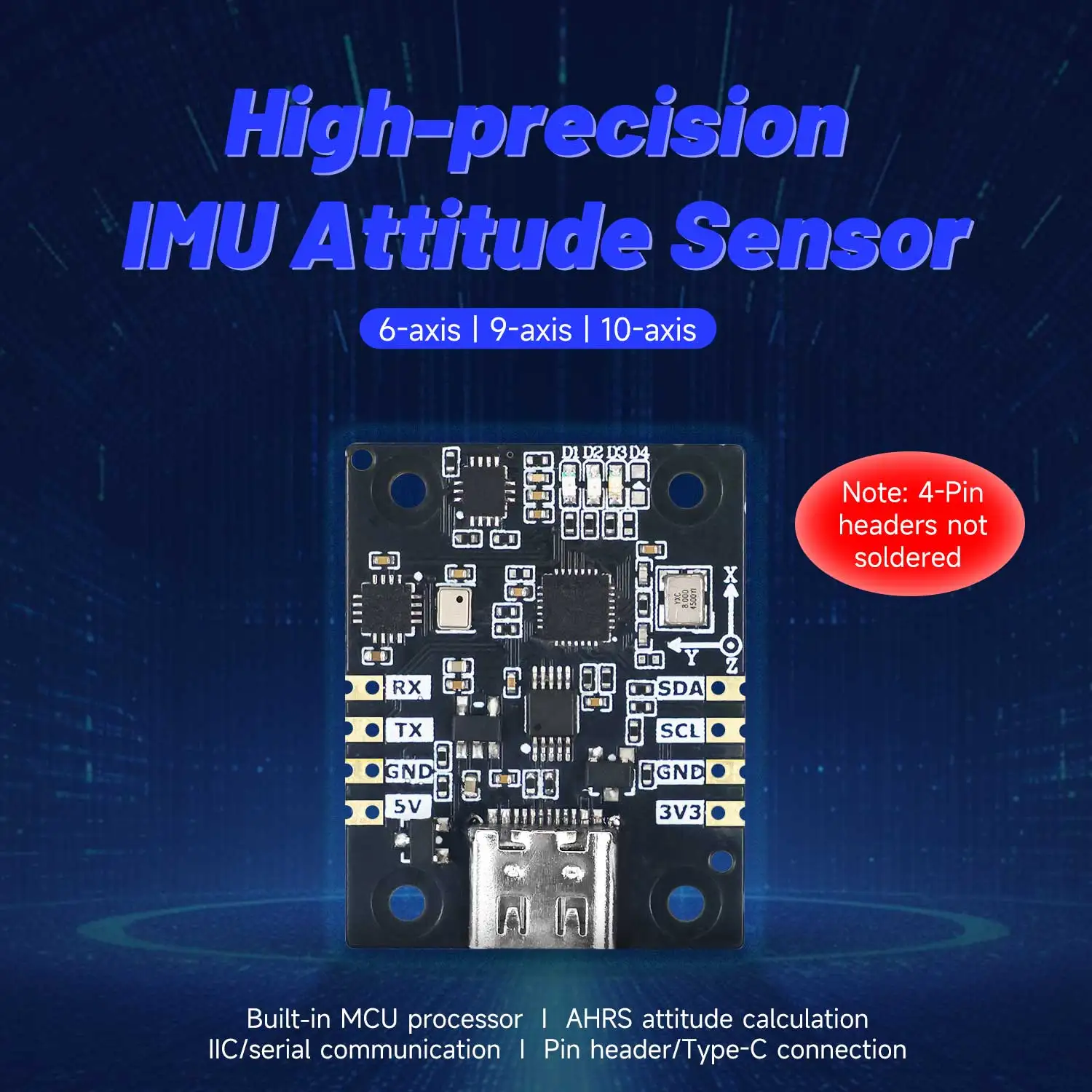 Módulo Yahboom ARHS IMU: sensor de alta precisión de 6/9/10 ejes para robots ROS1/ROS2 y SBC