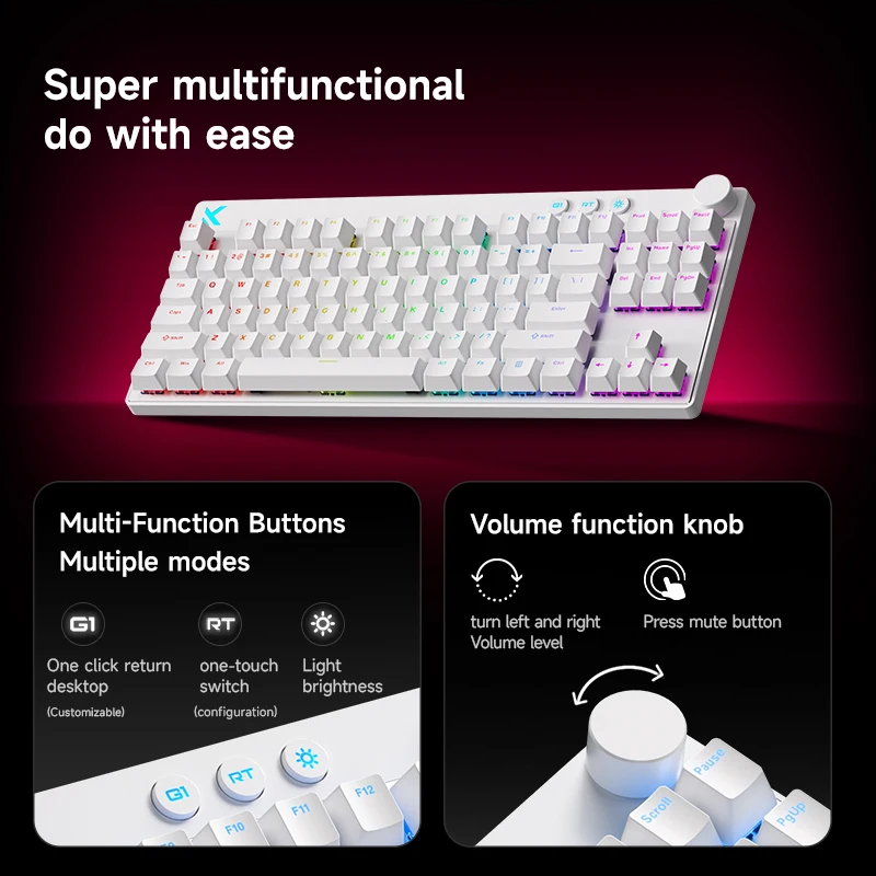 MCHOSE MIX 87 teclado con interruptor magnético teclado para juegos por cable RGB 8K + 256K E-sport 0,08 ms PC de baja latencia 0,001 mmRT teclado personalizado - imagen 5