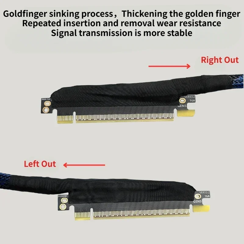Cable elevador gráfico PCIE 5,0 x16 |   GPU RTX5090 RX8900 probado |   Cable adaptador PCI Express 5.0 x16 64GB\S Cable de servidor de alta velocidad - imagen 5