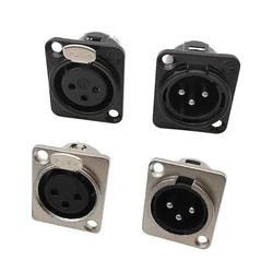 Conector XLR Panel 3 Pines – Metal Negro para Micrófono Audio