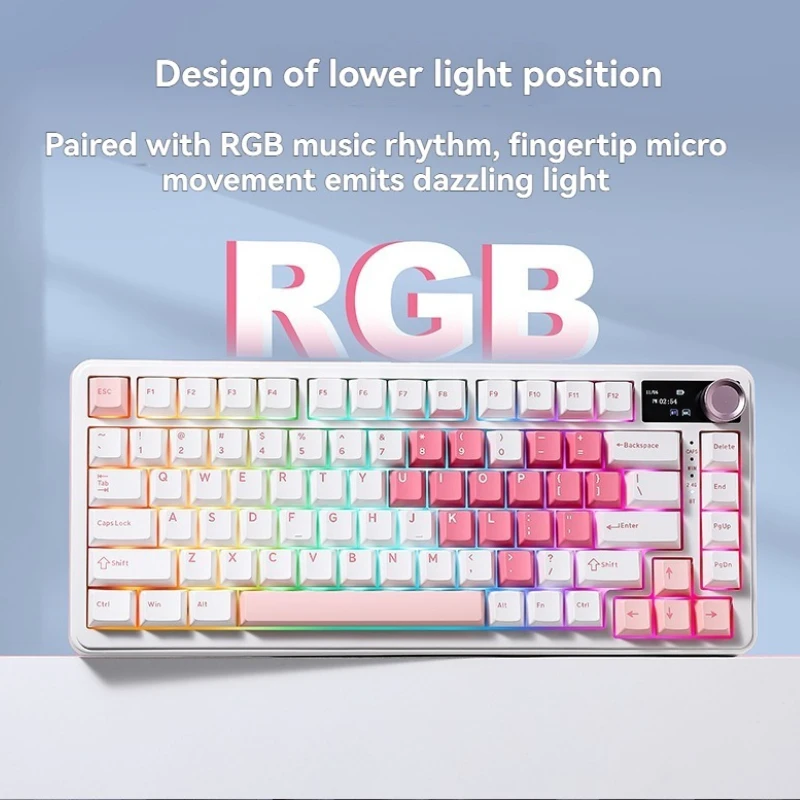 Teclado mecánico trimododo YUNZII B75Promax, estructura de junta RGB de intercambio en caliente personalizada a través de teclado mecánico ergonómico para juegos y oficina - imagen 5