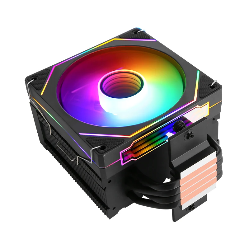 QiuzAim-ventilador ARGB negro de 120mm, el mejor enfriador de Cpu X79 X99 para juegos, tubo de calor 4/6, instalación refrigerada por aire LGA115x 1200 1700 2011 AM5 AM4 - imagen 5