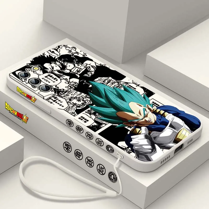 D-Dragon Ball Anime Vegeta para Samsung Galaxy S25 S24 S23 S22 S21 S10 FE Plus Ultra 5G cubierta de la caja del teléfono de cuerda izquierda líquida - imagen 4
