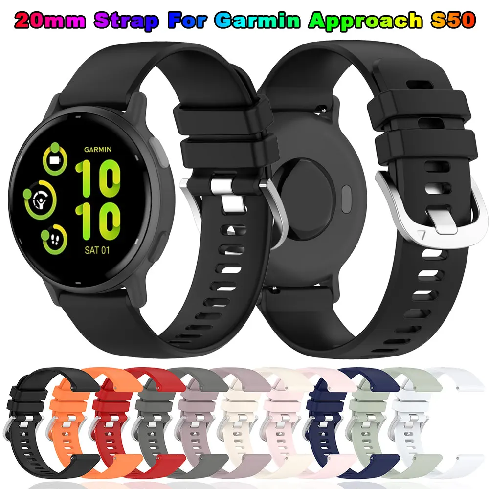 Correa de silicona de 20mm para reloj deportivo Garmin Approach S50 Forerunner 165 55 Vivoactive 6 5 3 Venu Sq 2 245 645 - imagen 2