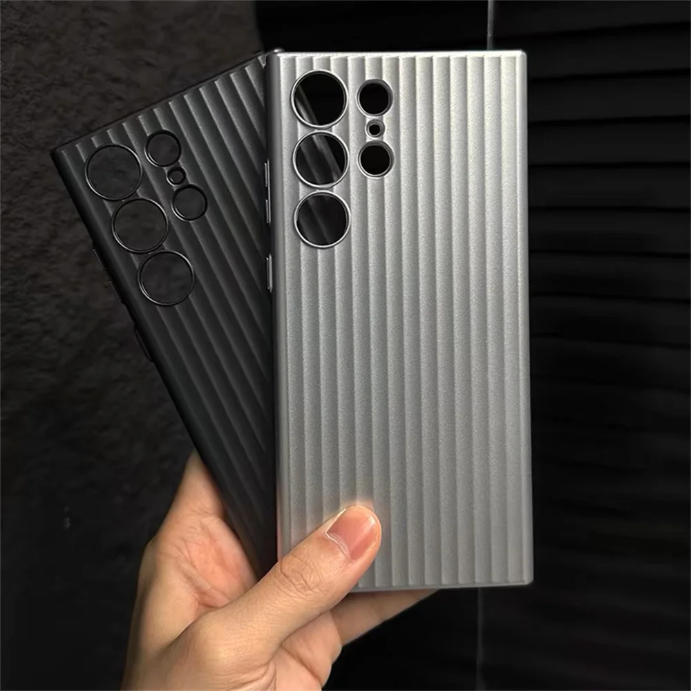Funda de teléfono dura mate AG a rayas de lujo para Samsung Galaxy S24 S23 Plus, protección de cámara Ultra oficial, funda de armadura de plástico - imagen 3