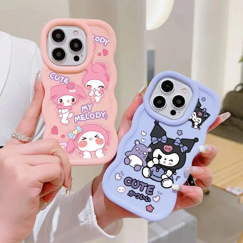 Kuromi Cinnamoroll Melody Phone Case For Motorola Moto G84 G32 E14 G22 G14 EDGE 40 NEO 5G Candy Color Soft Wave Side Cases Cover