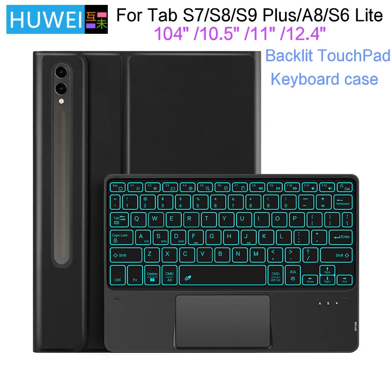 Funda con teclado para tableta HUWEI para Samsung Galaxy Tab S6 Lite 10,4 A8 10,5 S7 S8 S9 11 "S7 FE S7/S8 Plus S9 Plus 12,4" funda inteligente - imagen 2