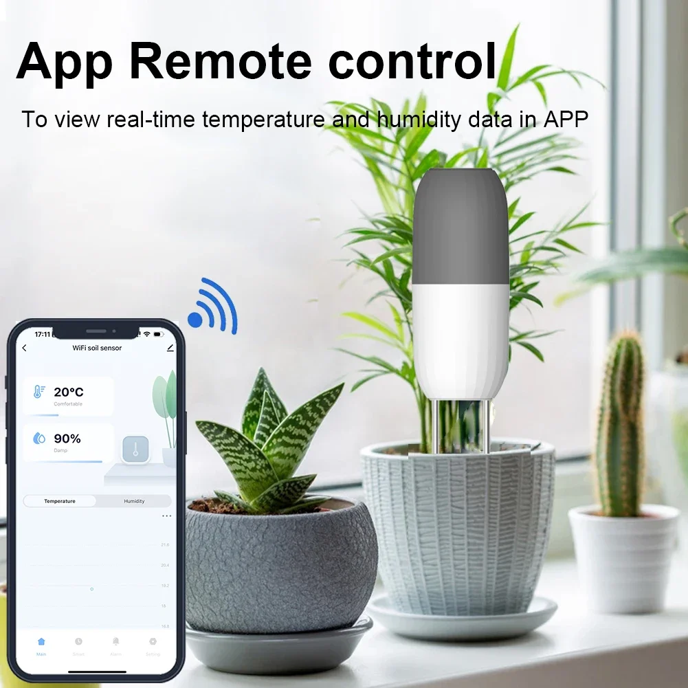 Haozee Tuya WIFI Sensor de suelo Detector inteligente de temperatura y humedad Monitor inalámbrico de humedad del suelo impermeable para invernadero de jardín - imagen 3