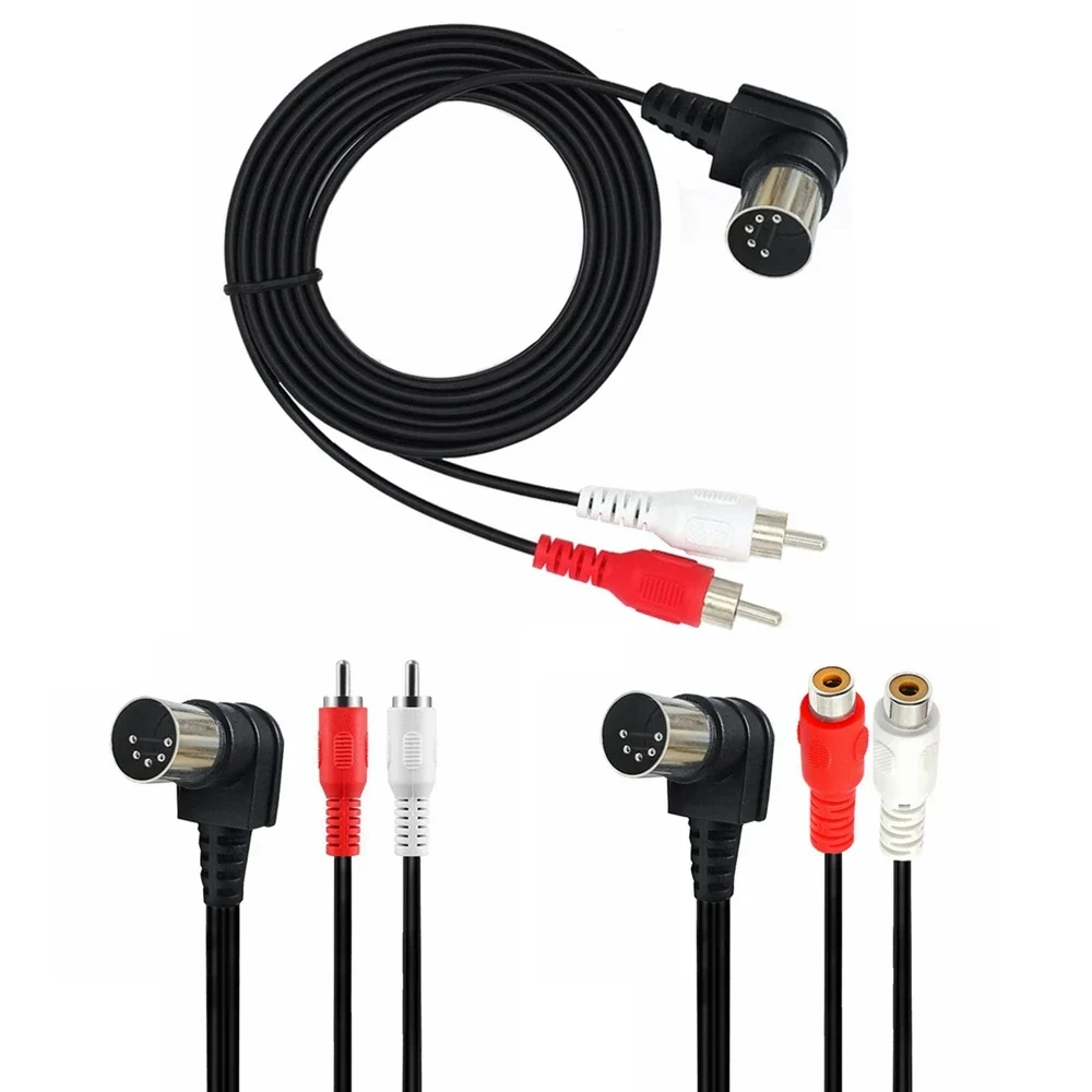 Cable MIDI macho DIN derecho de 90 grados, adaptador de enchufe macho Dual a 2RCA, Cable de Audio de 5 pines y 2RCA para Naim Quad Stereo System Speak