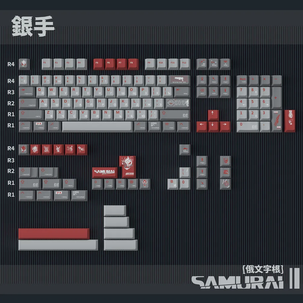 Teclado mecánico Keycap ruso japonés Etymon 142 teclas personalizado plata mano PBT Keycap cereza perfil tinte SuB para interruptores MX - imagen 4