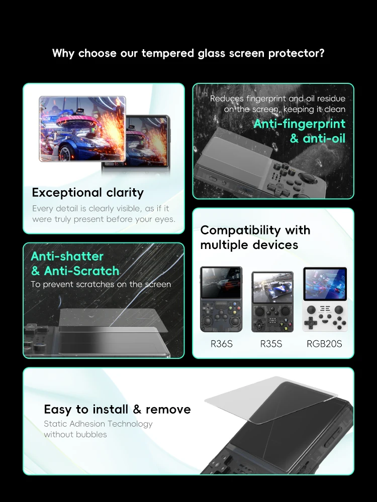 Protector Pantalla DATA FROG R36S Vidrio Templado 9H Antigolpes - imagen 2