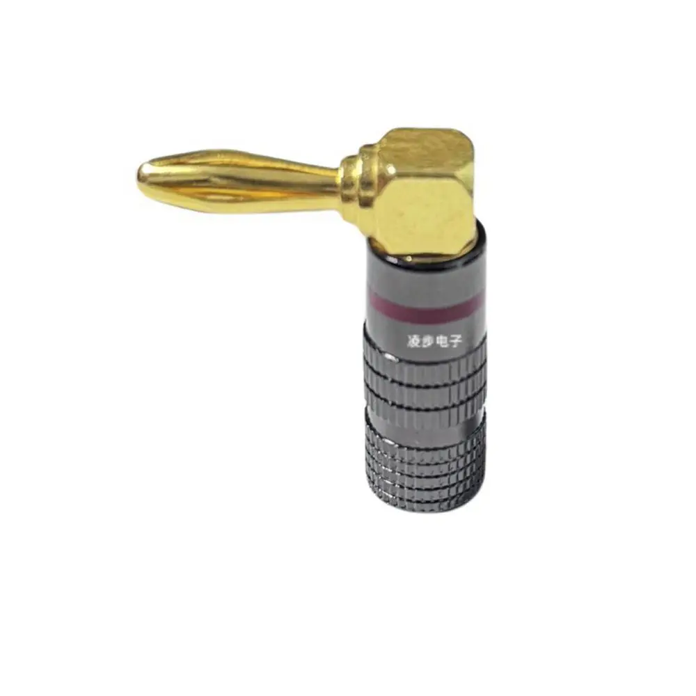 Enchufe curvo de 90 grados en forma de L de pintura negra chapada en oro de cobre puro, enchufe tipo banana para altavoz de 4mm sin soldadura, enchufe amplificador de potencia, spe