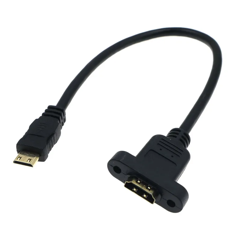 HDMI hembra a Mini macho HDMI interfaz chapada en oro Cable de extensión para cámara digital portátil totalmente blindado con orificio para tornillo fijo - imagen 5