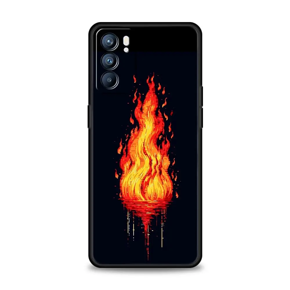 Funda de teléfono con patrón de llama para Oppo Reno14 Reno13 Reno12 11 F 10 Find X5 X9 Pro A54 5G A53 A52 A9 A16 A74 A78 4G A79 A80 A98 - imagen 5