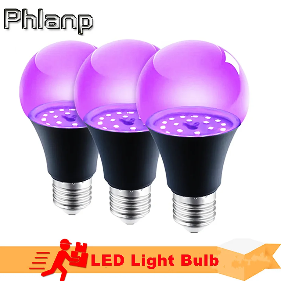 Bombilla de luz negra púrpura UV E27 de 12W que brilla en la oscuridad, suministros para fiestas, lámpara de fiesta, barra de luz negra, bombilla decorativa fluorescente - imagen 2