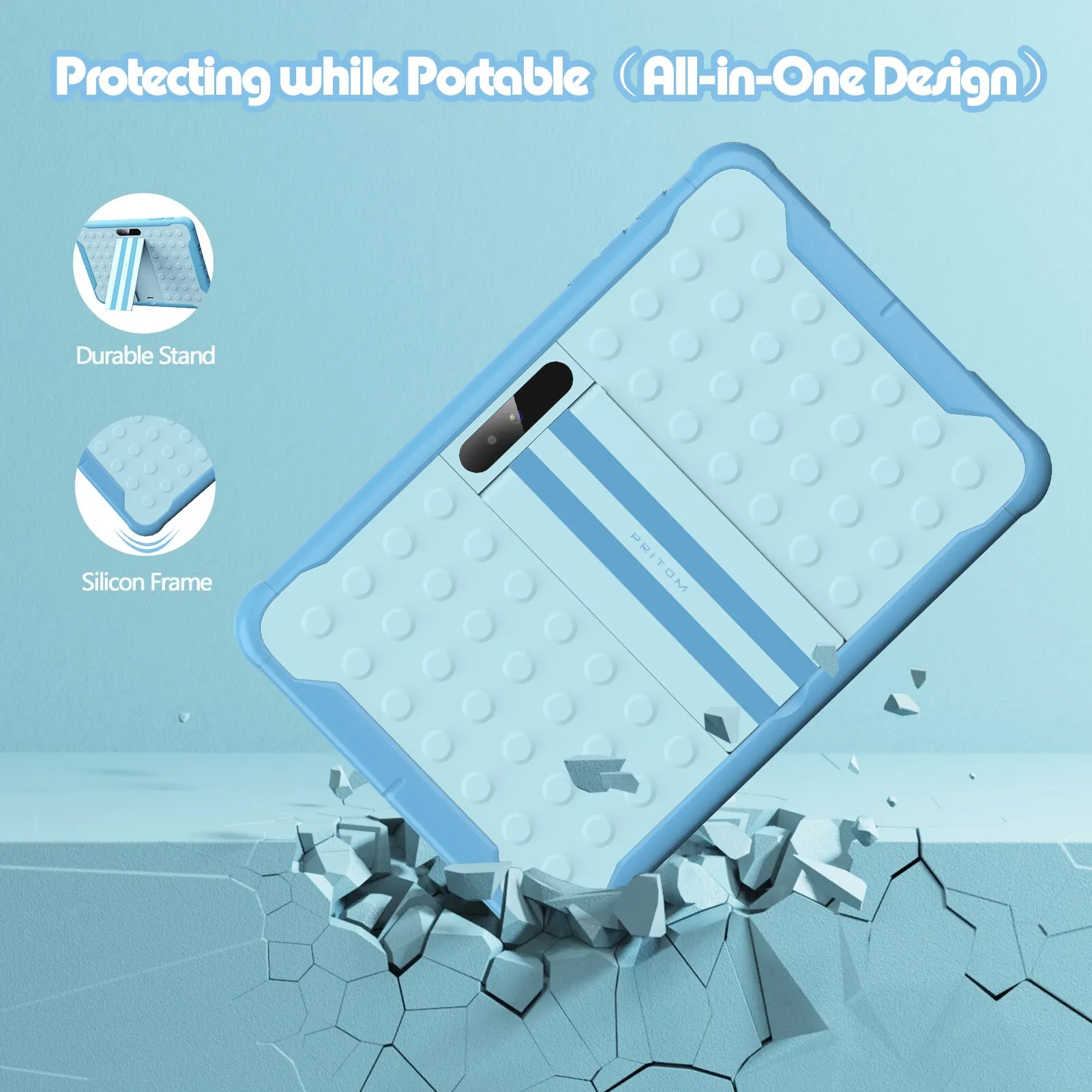 Pritom tableta para niños de 10 pulgadas Android 13 Go WIFI procesador de cuatro núcleos 2GB RAM 64GB ROM YouTube con estuche - imagen 2