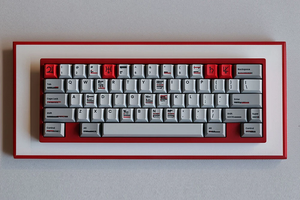 TUT Cherry Profile Search Plan R2 Dye Sub Keycap Set, PBT grueso para teclado 87 tkl 104 ansi xd64 bm60 xd68 xd84 BM87 BM65 - imagen 5