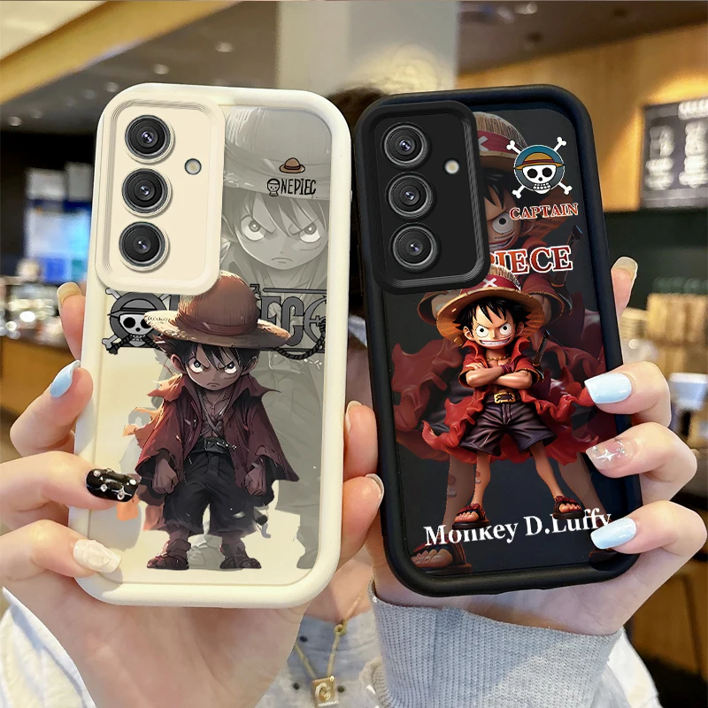 Funda antideslizante de una pieza Luffy para Samsung Galaxy A35 A34 A33 A32 5G A31 A30 A24 A23 A22 A13 A12 A05 A03 cubierta de silicona líquida