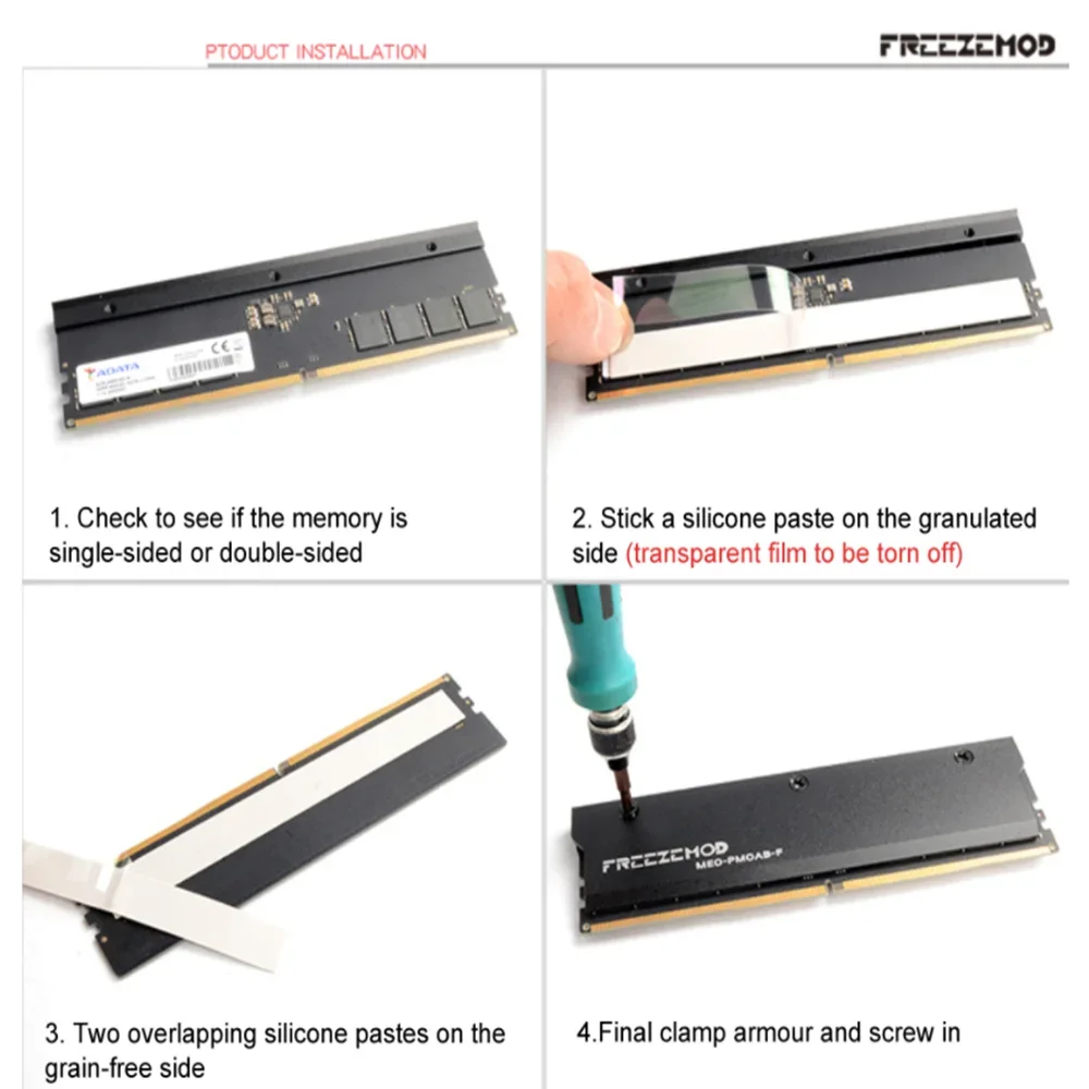 Disipador de calor de Metal FREEZEMOD DDR5 RAM DIMM, Enfriador de refrigeración por agua para sistema de refrigeración líquida, cubierta de disipación de calor, MEO-PM0AB-F, 2 uds. - imagen 4