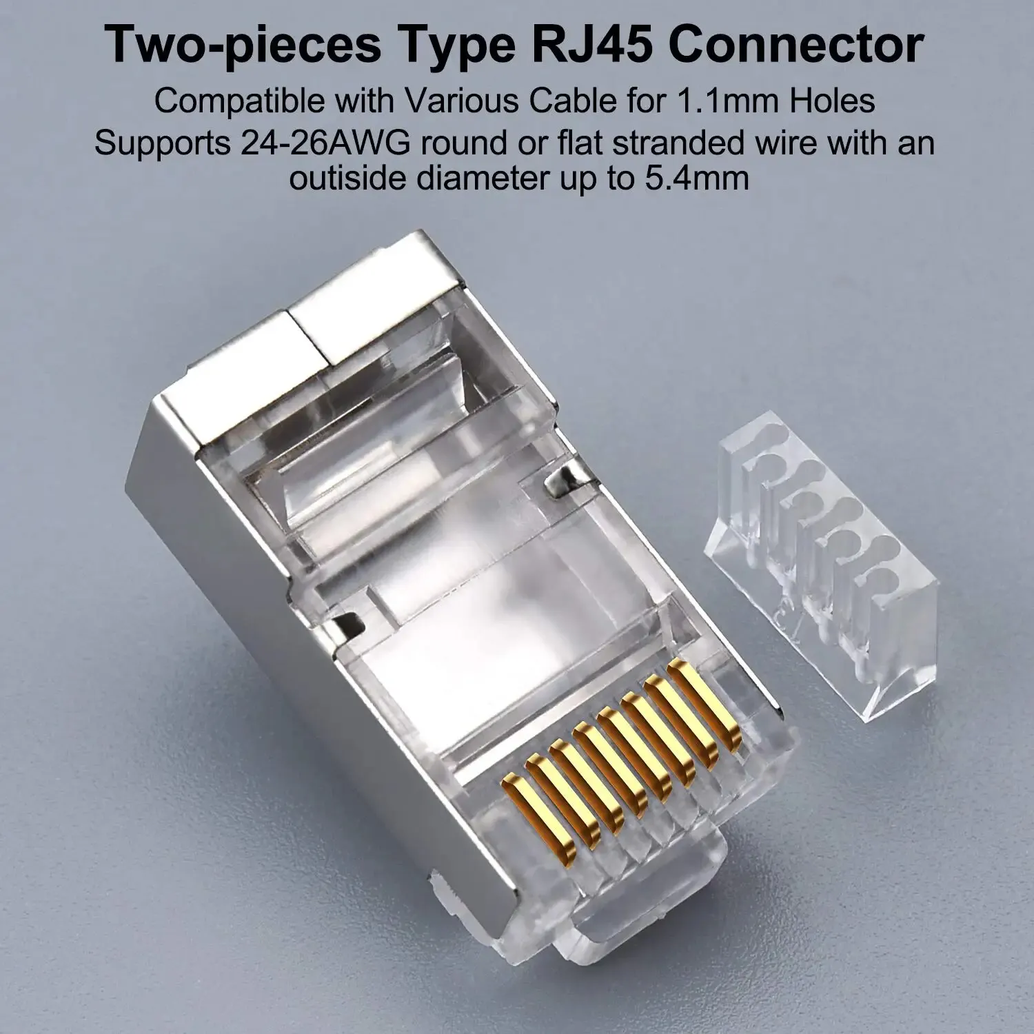 ZoeRax 50 conectores Cat6 RJ45, extremos Cat 6 RJ 45 de 2 piezas, conector Ethernet UTP 8P8C para cable Cat6 Cat5e - imagen 2