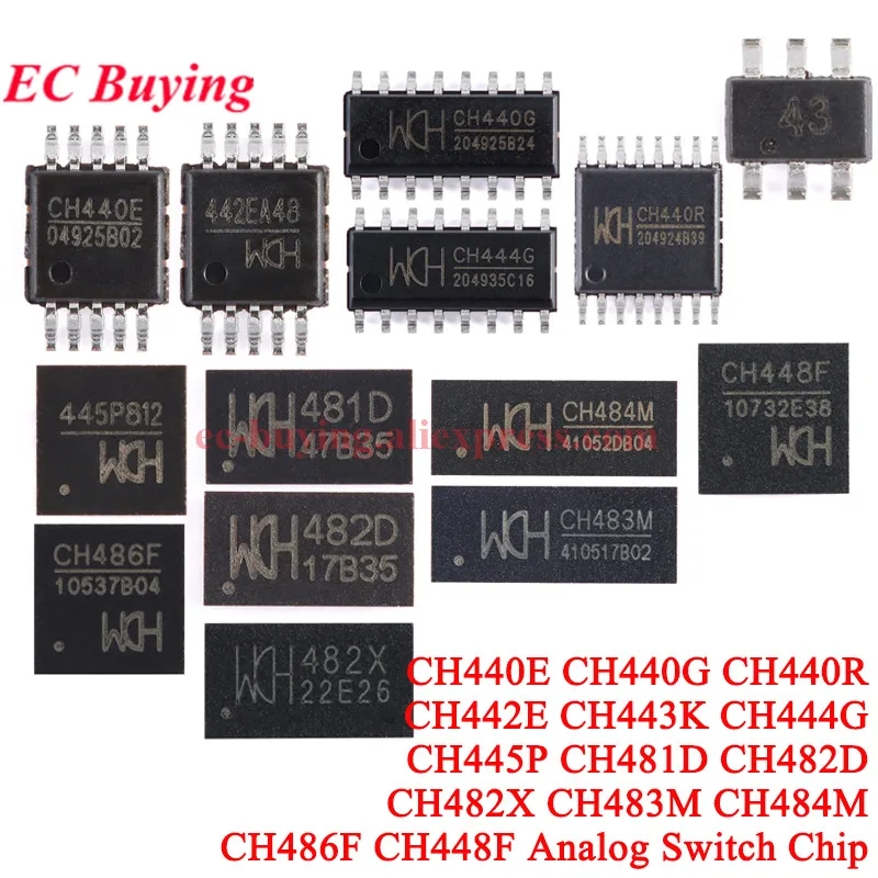1-10 Uds WCH CH48 CH442E CH445P CH448F CH440E CH440G CH440R CH443K CH444G CH481D CH482D CH482X CH483M CH484M Chip de interruptor analógico