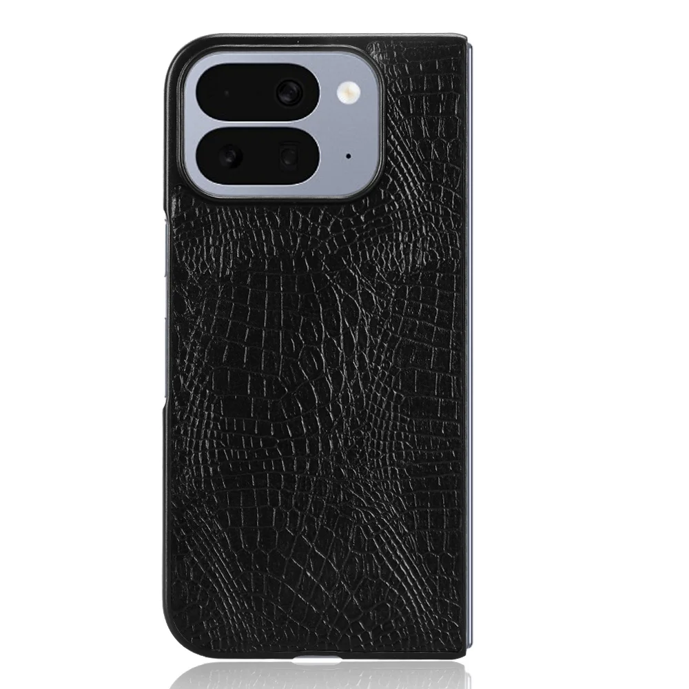 Funda de cuero PU con textura de cocodrilo sintético, cubierta de plástico duro a prueba de golpes para Google Pixel 10 Pro Fold - imagen 4
