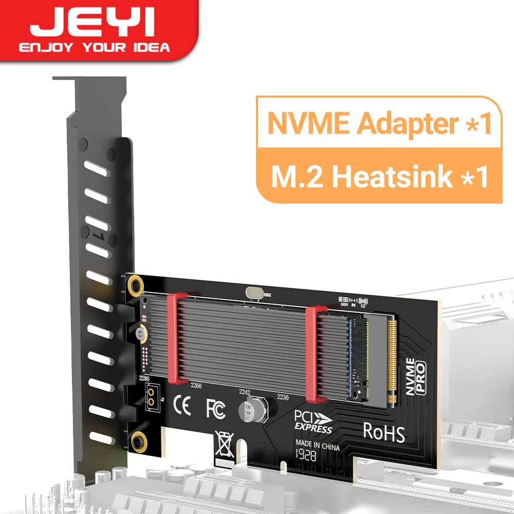 Adaptador JEYI PCIe a NVMe con disipador térmico SSD de aluminio, tarjeta de expansión 64Gbps M.2 ssd Gen4 PCIe 4,0 X4 X8 X16 para escritorio - imagen 2
