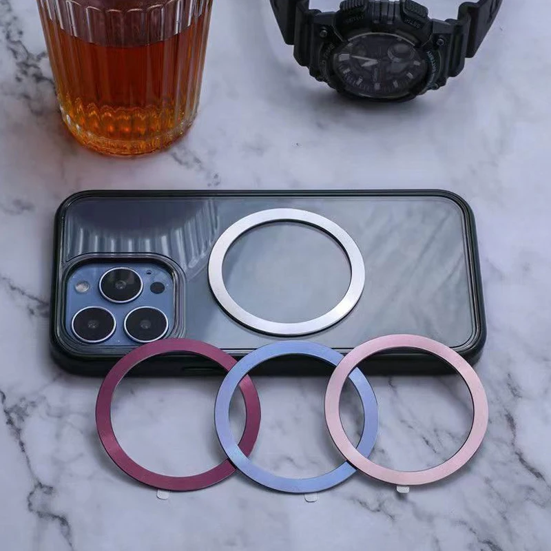 Anillo de placa de Metal magnético para cargador inalámbrico Magsafe, pegatina de hoja de hierro, soporte para teléfono de coche, parche magnético para IPhone12 13 14 15 16 - imagen 4