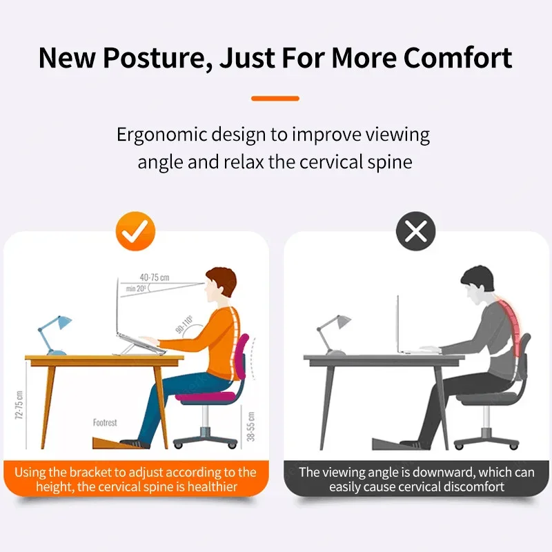 Soporte ajustable para ordenador portátil, soporte plegable para Monitor de ordenador para Macbook Air, iPad, tabletas, accesorios de Base - imagen 5