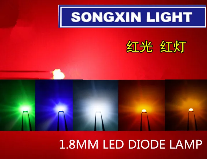 Diodo de luz LED de 1,8mm, blanco, amarillo, rojo, verde, naranja, azul, color Original, difuminado, 10 unidades - imagen 2