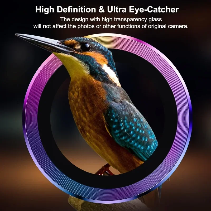 Protector de lente de cámara para Samsung S24 Ultra S23 Plus A55 A35 A15 9H, Protector de pantalla de vidrio templado, película, anillo de Metal, 2 uds. - imagen 3