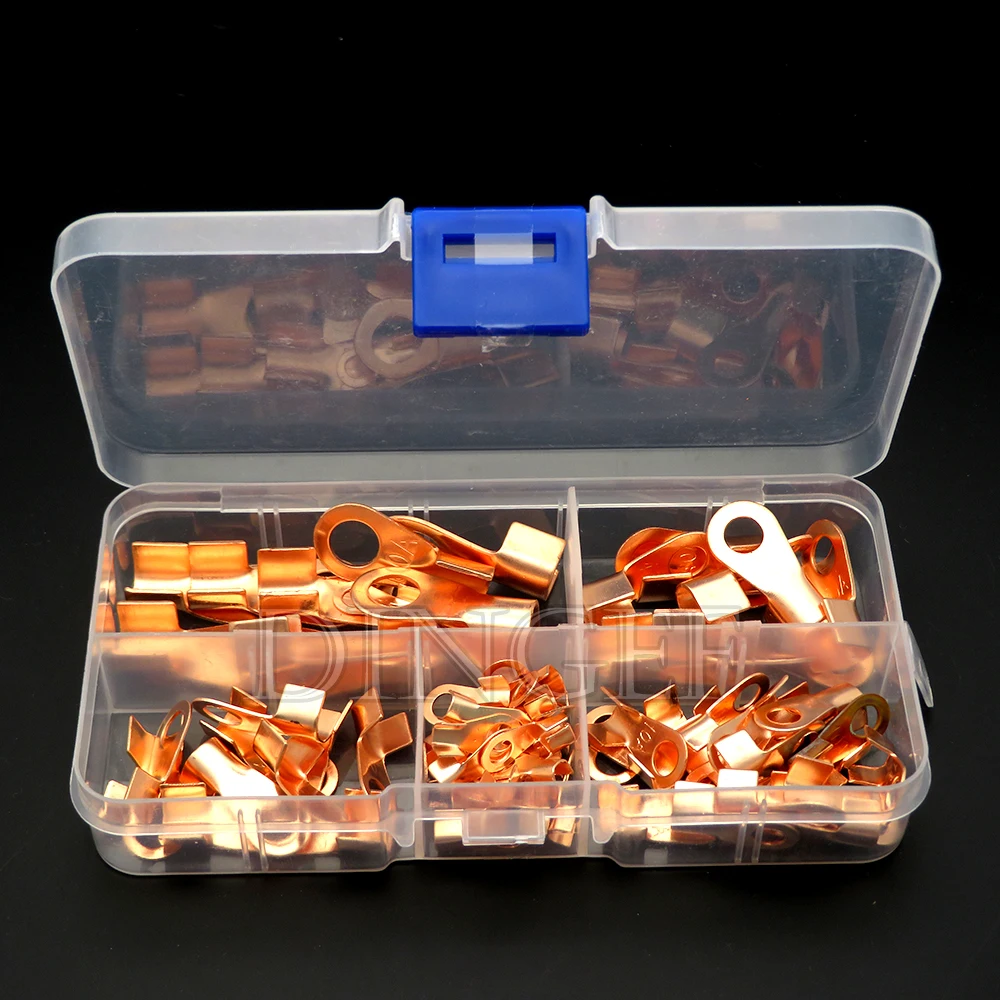 Terminal de conector de Cable de batería de cobre, terminales de Cable abiertos Mayitr OT-3A OT-10A OT-20A OT-40A OT-60A, 80 Uds.