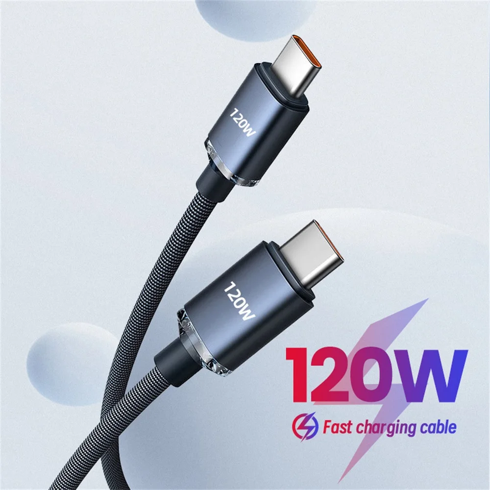 Cable de carga rápida PD de 120W, Cable de datos de carga súper rápida para iPhone 14, 15, Samsung Galaxy S22, S23, Xiaomi 5A