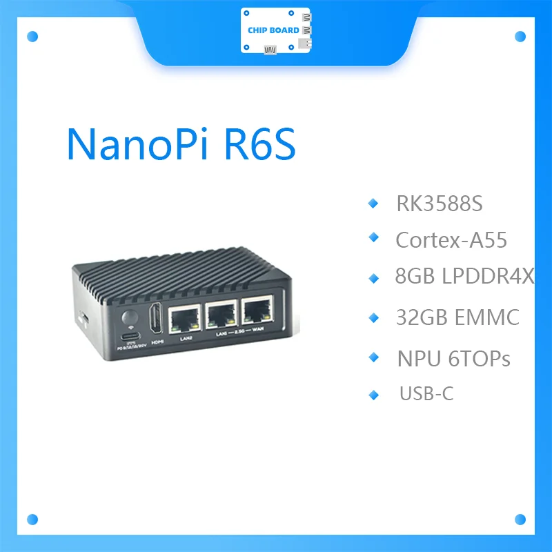 Placa de desarrollo Nanopi R6S amigable RK3588S puerto de red Gigabit Dual 2,5G cálculo de borde 8G32GB 8K60P