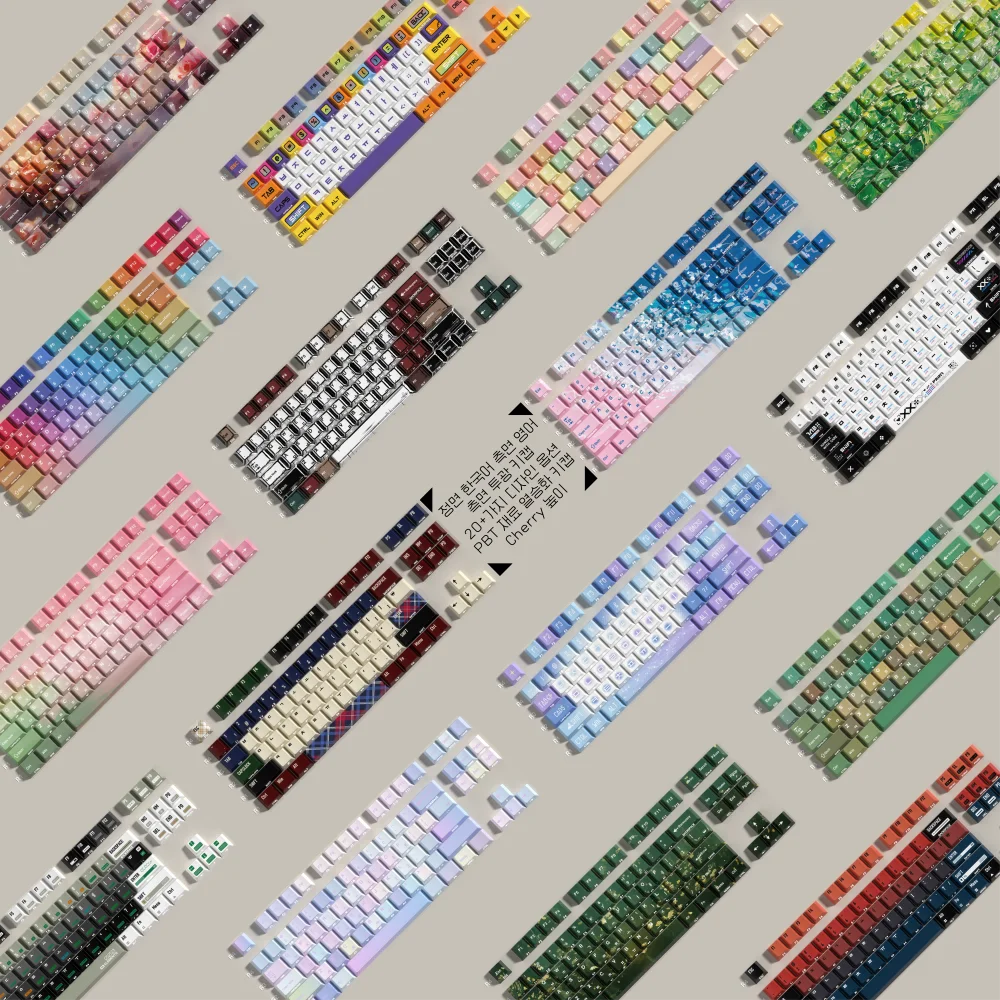 JCM-teclas coreanas de cereza, doble cara de impresión, Material Pbt transparente, tinte Sub, verde, amarillo, dibujos animados, juego grande, tapa de llave para Wooting 80