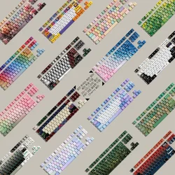 JCM-teclas coreanas de cereza, doble cara de impresión, Material Pbt transparente, tinte Sub, verde, amarillo, dibujos animados, juego grande, tapa de llave para Wooting 80