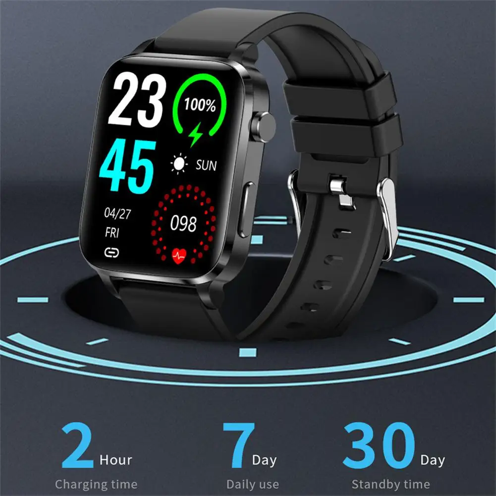 Reloj inteligente F100, dispositivo con control del ritmo cardíaco, 1,7 pulgadas, temperatura corporal, glucosa en sangre, SPO2, BP, 24H, 1 unidad - imagen 5