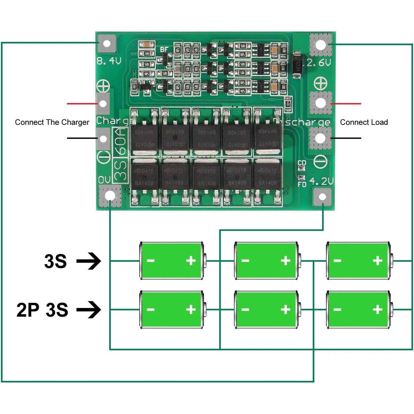 3 uds 3S 11,1 V 12V 12,6 V 60A 18650 cargador PCB Placa de protección BMS con módulo de celda Lipo de cargador de batería de litio de iones de litio mejorado - imagen 4