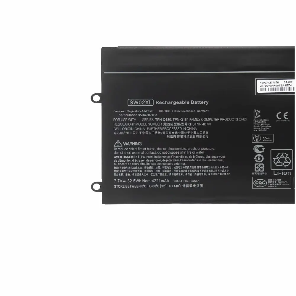 7,7 V 32.5WhSW02XL batería del ordenador portátil para HP X2 210 G2 TPN-Q180 TPN-Q181 HSTNN-IB7N 859470-1B1 859517-855 - imagen 2