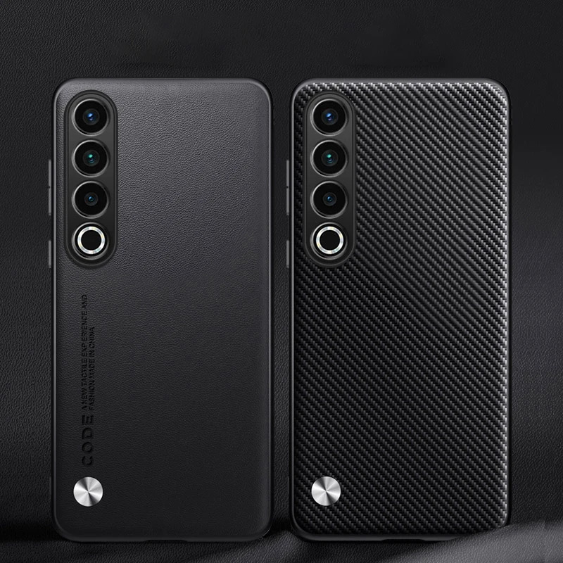 Funda de cuero para Meizu 21 Pro, cubierta dura de lujo de fibra de carbono, protección de silicona mate, cámara completa, teléfono - imagen 5