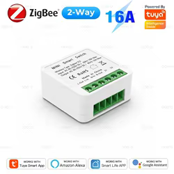 Tuya Zigbee 3,0 interruptor inteligente 16A Mini módulo DIY Control de vía interruptor de automatización de relé de hogar inteligente funciona con Alexa Google Home