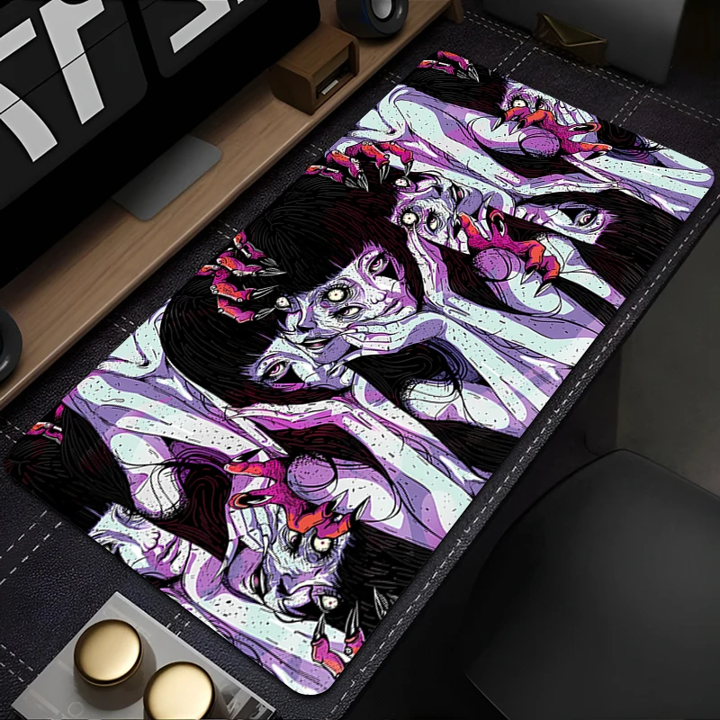 Accesorios para juegos, alfombrilla de ratón Junji Ito Tees, alfombrilla de ratón de Anime con estampado HD de terror, alfombrilla de escritorio para gabinete de Pc de oficina, alfombra para teclado extendido - imagen 5